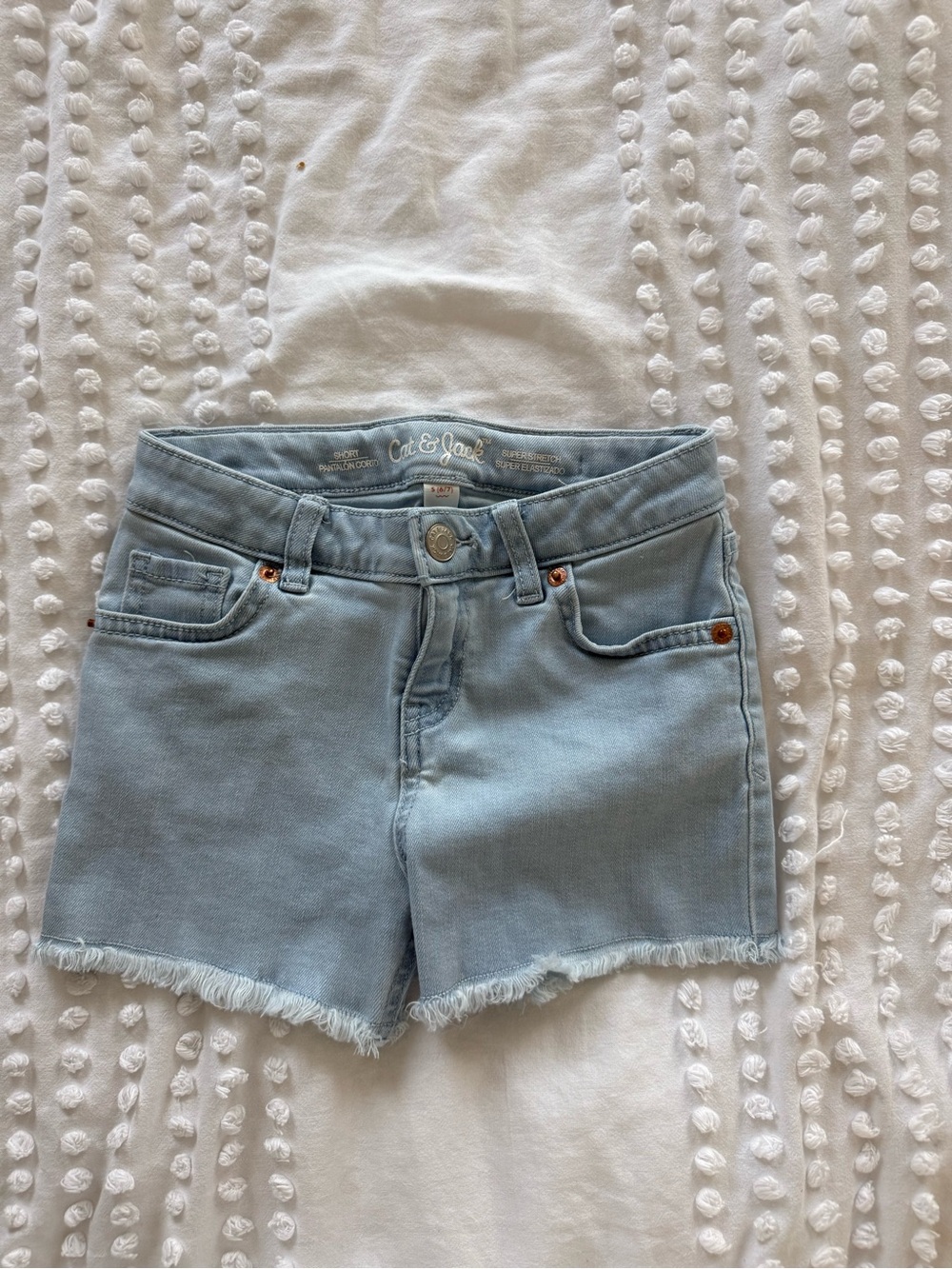 Cat & Jack Light Blue Denim Frayed Hem Kids Shorts